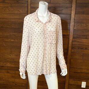 Reitmans Light Pink Blouse with Black Dots